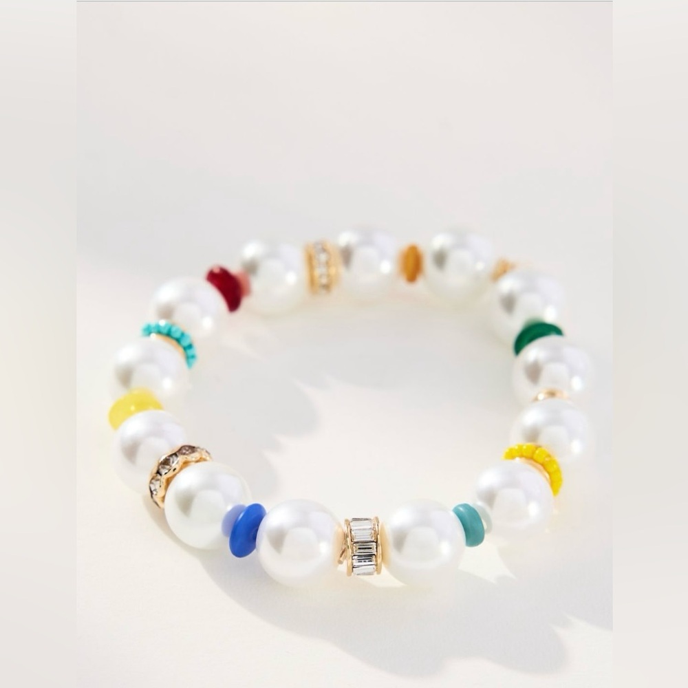 Anthropologie Colorful Pearl Beaded Bracelet Color Multi NWOT
